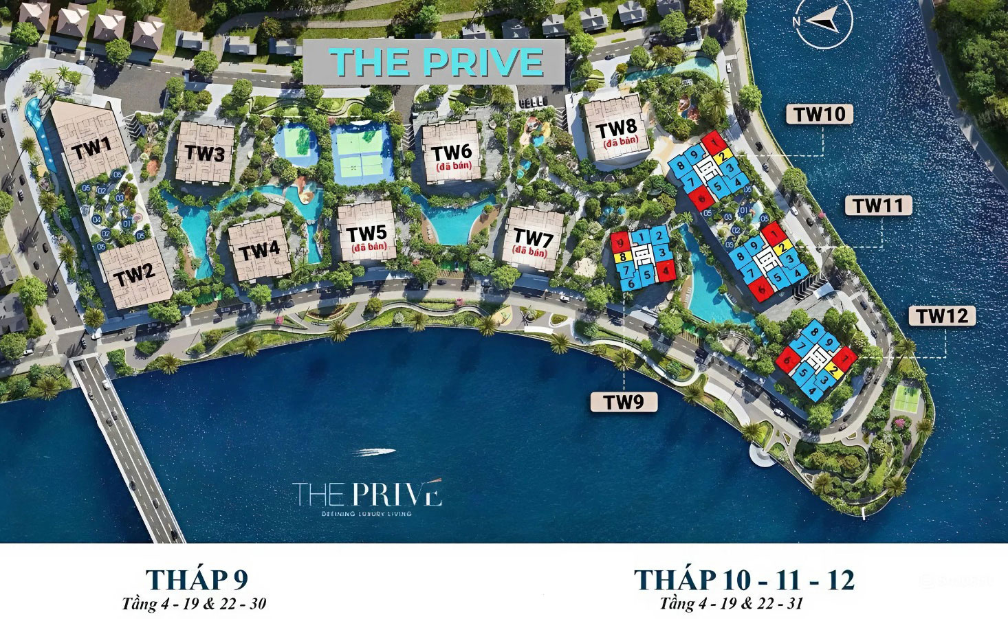 Mặt bằng các tháp