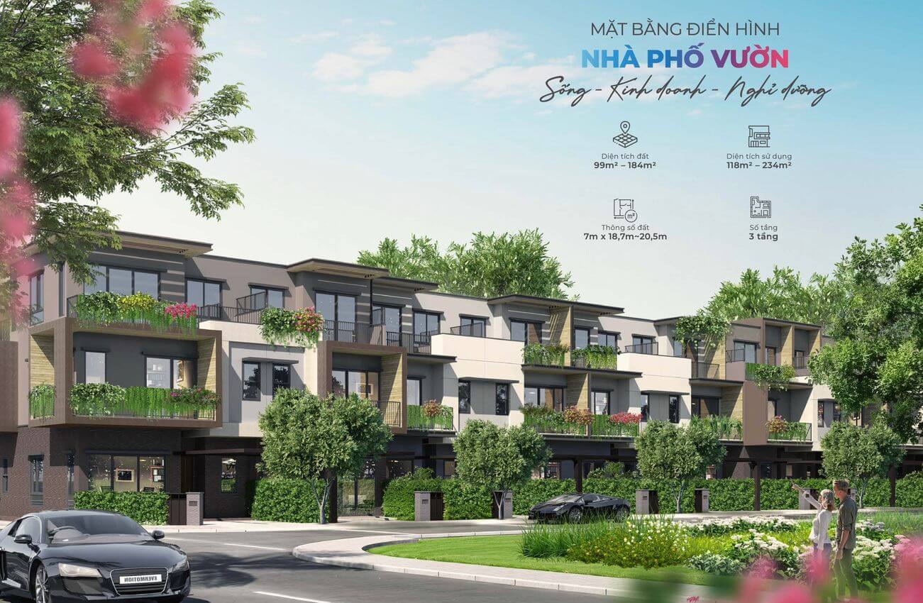 mặt bằng nhà phố vườn