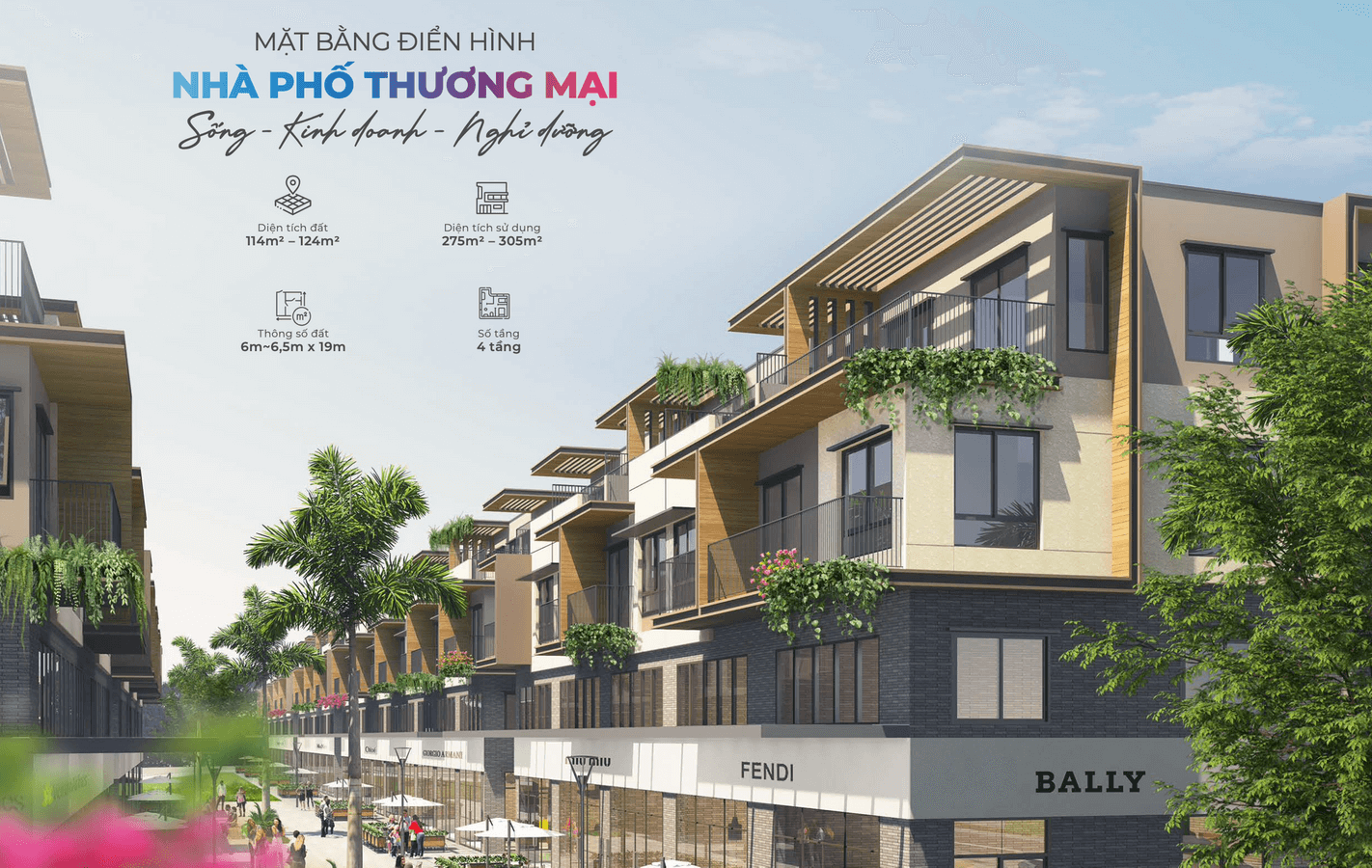 mặt bằng nhà phố thương mại