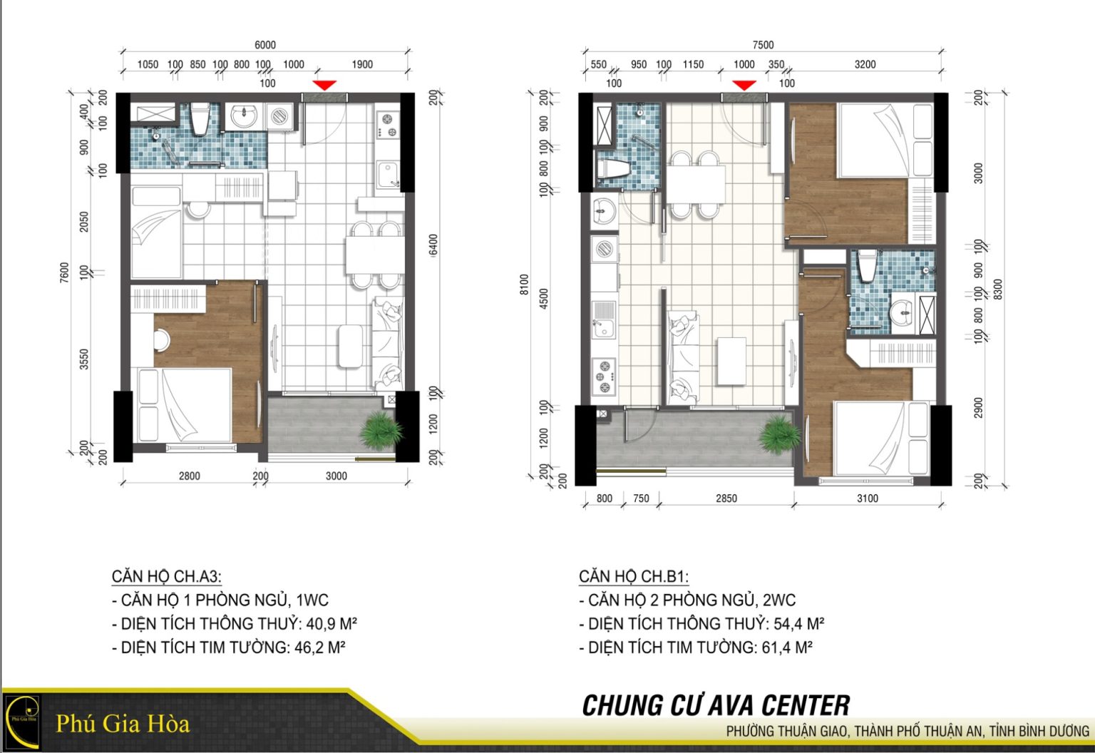 Thiết kế căn hộ Ava Center Thủ Khoa Huân Bình Dương
