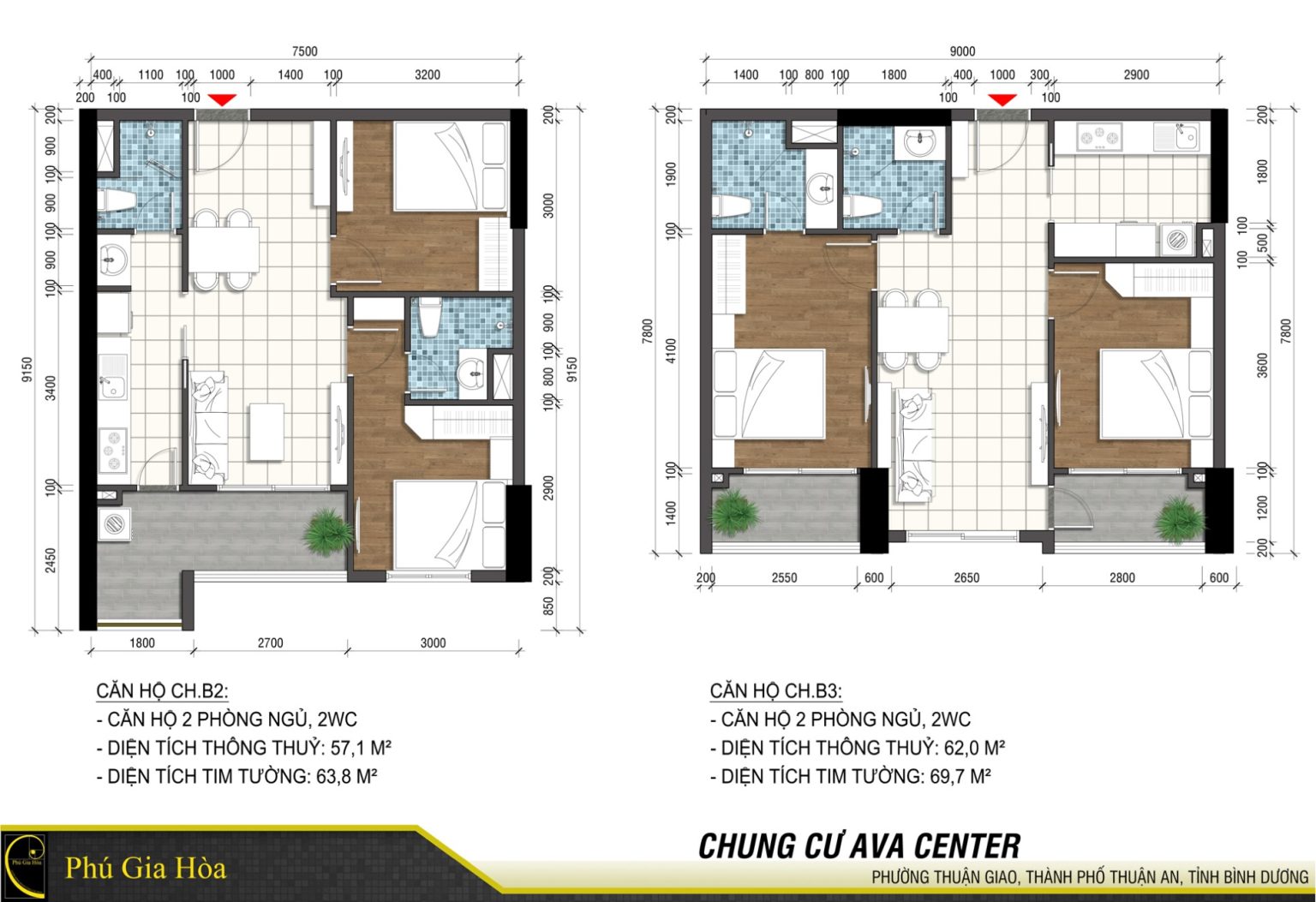 Thiết kế căn hộ Ava Center Thủ Khoa Huân Bình Dương