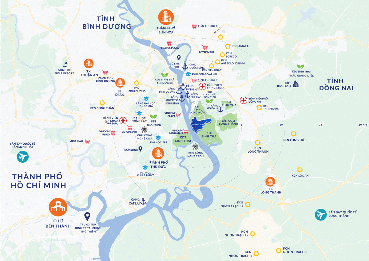 VỊ TRÍ DỰ ÁN IZUMI CITY ĐỒNG NAI NAM LONG
