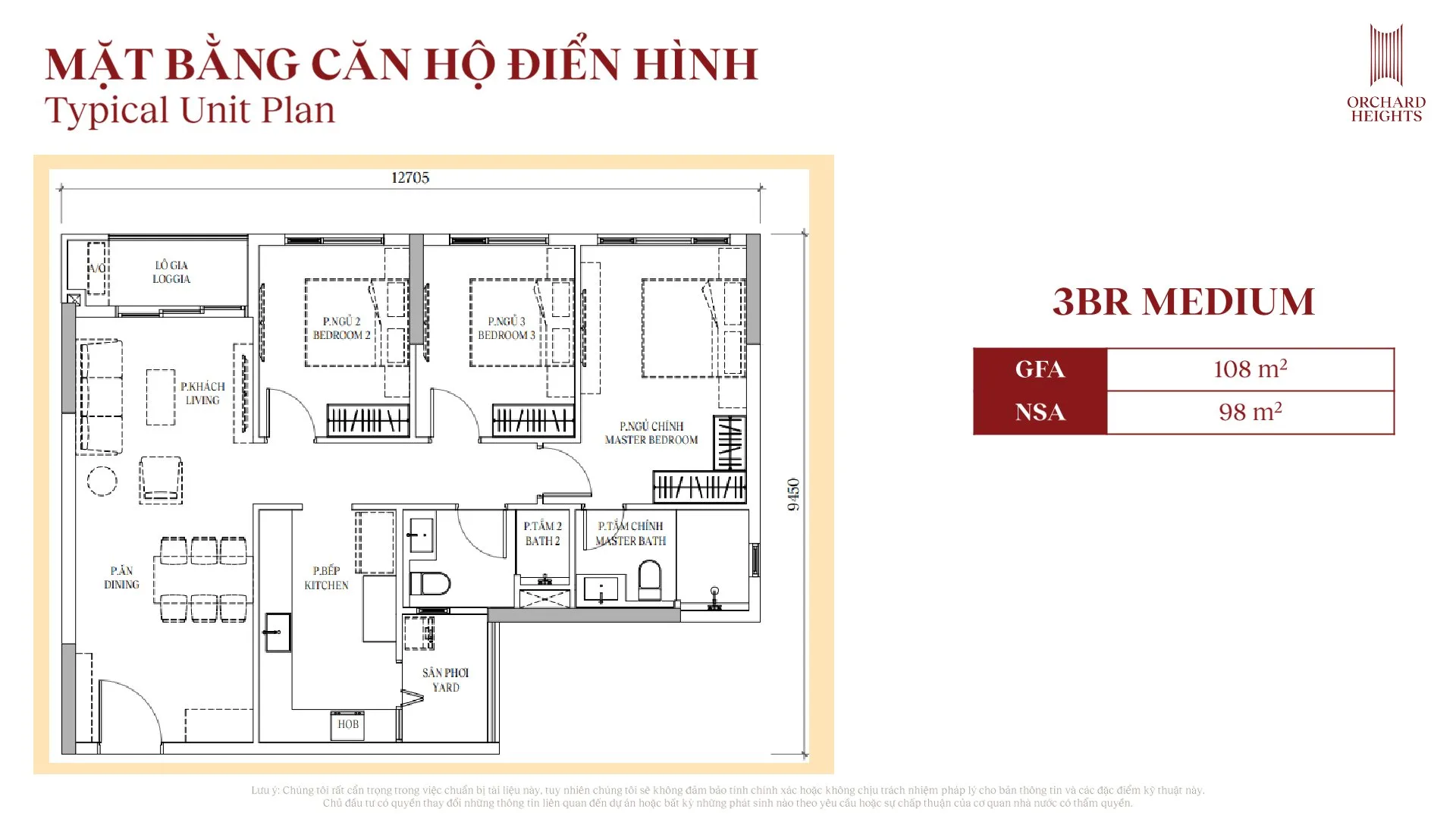 Căn hộ 3 phòng ngủ
