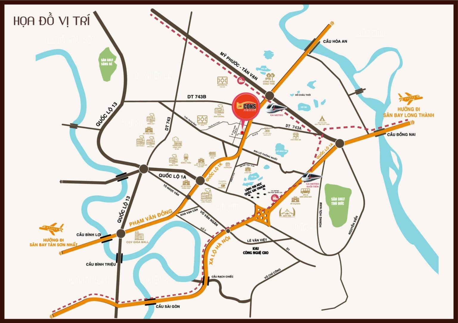 VỊ TRÍ & KẾT NỐI DỰ ÁN BCONS ASAHI