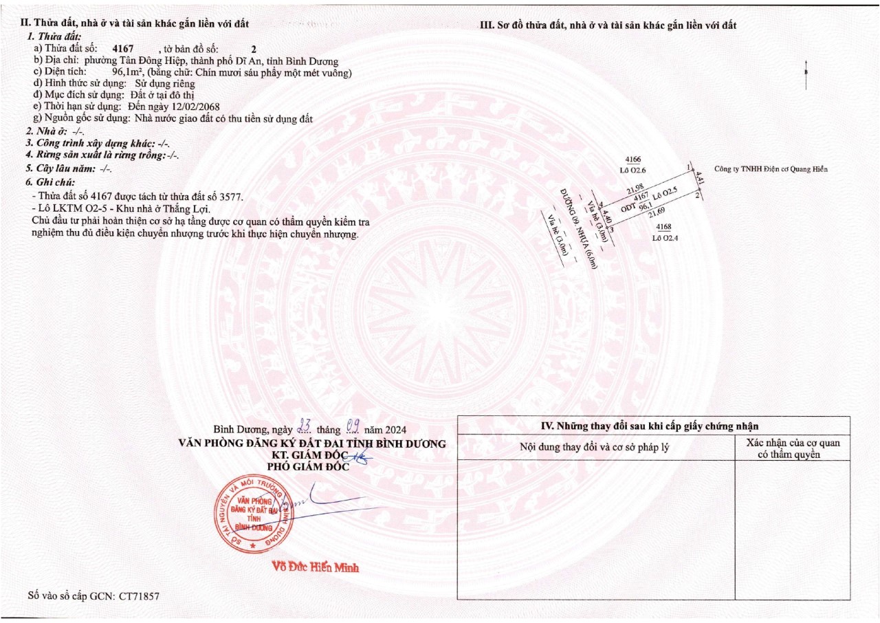 PHÁP LÝ DỰ ÁN GOLDEN TOWN DĨ AN (***)