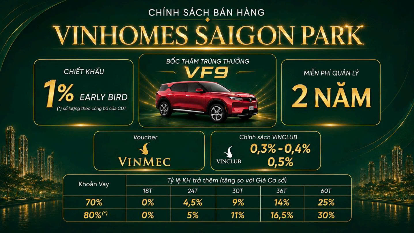CHÍNH SÁCH BÁN HÀNG VINHOMES SÀI GÒN PARK