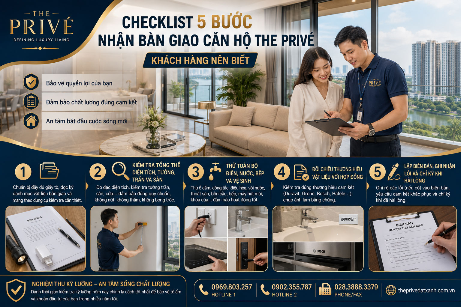 Checklist 5 Bước Nhận Bàn Giao Căn Hộ The Privé Nên Biết