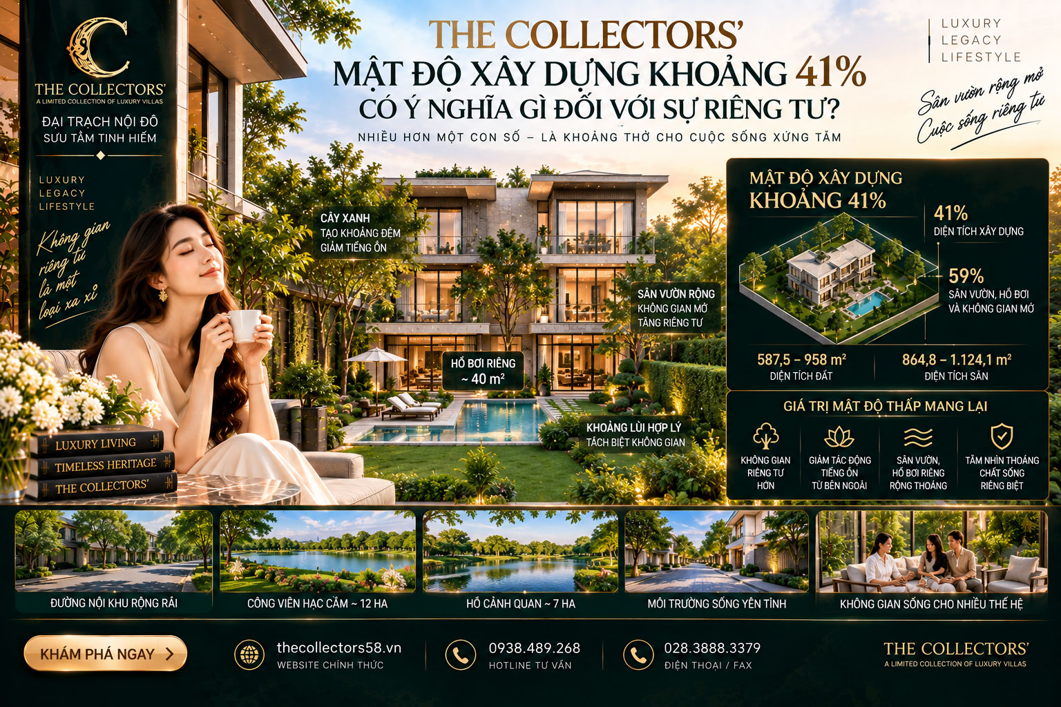 Mật độ khoảng 41%: giá trị nằm cả trong phần diện tích không xây dựng