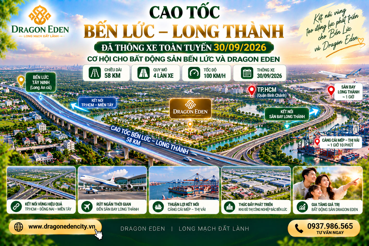 Cao Tốc Bến Lức – Long Thành Thông Xe Toàn Tuyến: Cơ Hội Cho Bất Động Sản Bến Lức Và Dragon Eden